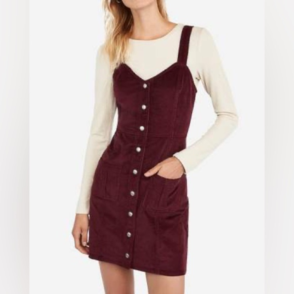 Express Corduroy Snap-Front Dress